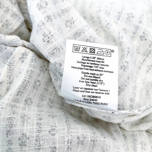 Sezane Jeanne Dress Shirt Dress Off White Black Flowers 34 US 2 - Picture 6 of 7